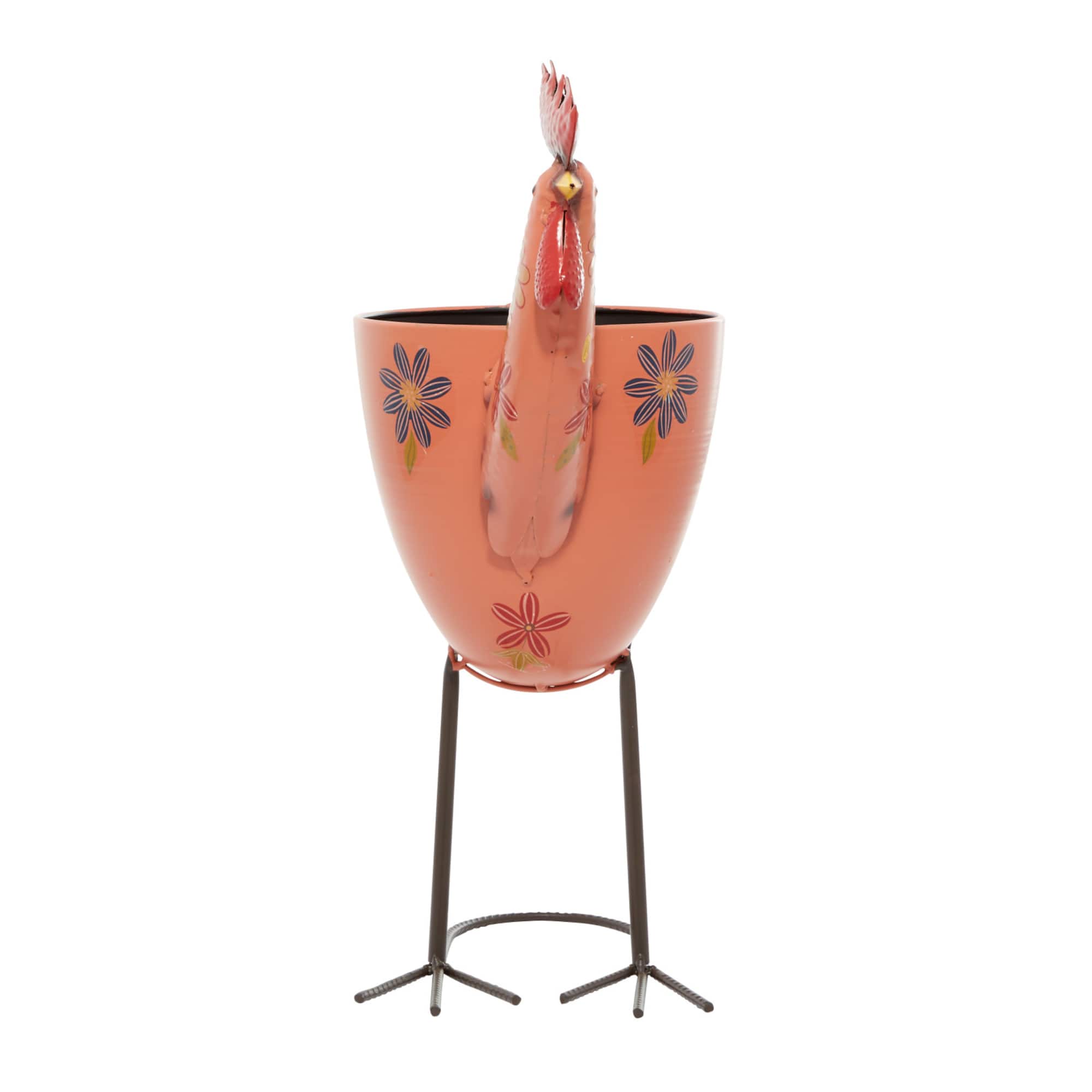 20" Pink Iron Eclectic Rooster Planter